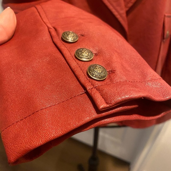 Women’s Red Faux Leather Jacket New size medium by Mystree M-L NEW - Picture 6 of 15